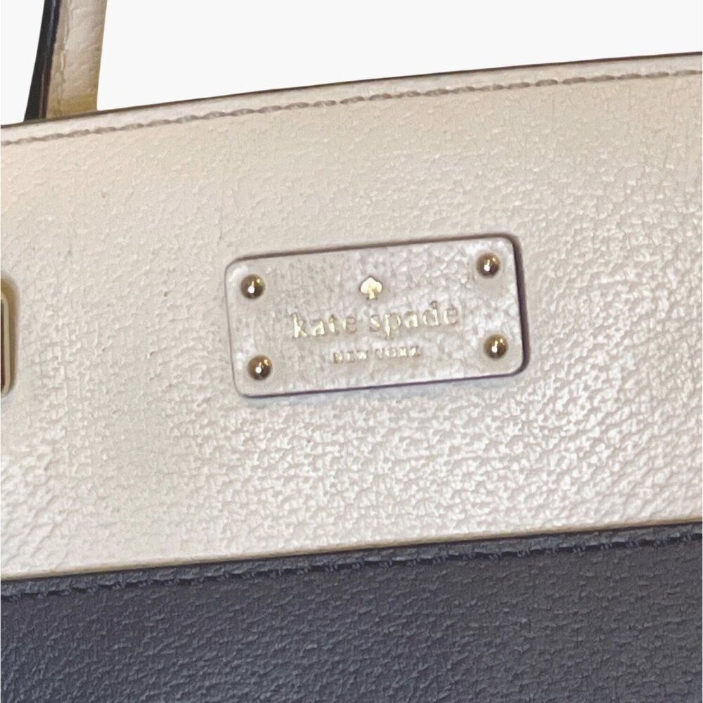 Kate Spade New York Grove Street Caley Leather Satchel Navy Blue White M - Picture 3 of 13